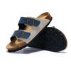 Fashion Matte Leather Summer Men's Cork Slippers Outdoor Couple Flat Bottomed Anti Slip Beach Sandals