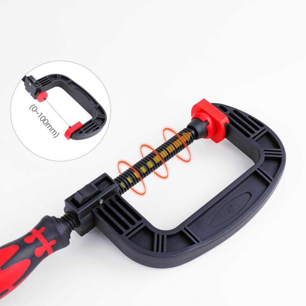 2/3/4 Inch Woodworking G-shaped Clip Clamp Strong Clamping Force Plastic Rubber Clamp Adjustable Fixing Clip Hand Tools