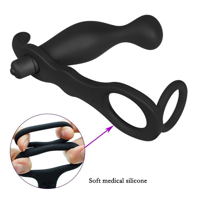 Vibrating Prostate Massager Penis Ring Butt Plug Adult Sex Toys for Men