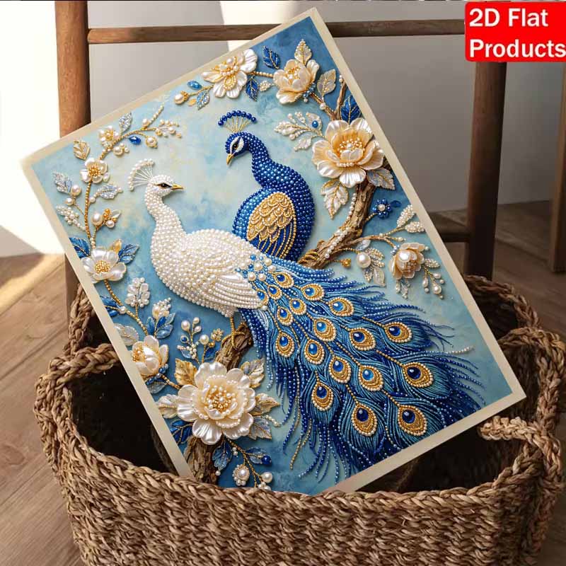 Pearl Art Painting Blue White Peacock Home Wall Decor Art Crafts Handmade DIY Adult/Beginner Gift Creative Home Decor Frameless Wall Art Kit