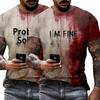 Camiseta de Halloween com mancha de sangue, manga curta, gola redonda, camiseta casual masculina, problema assustador resolvido, camiseta I'm Fine para festa de Halloween