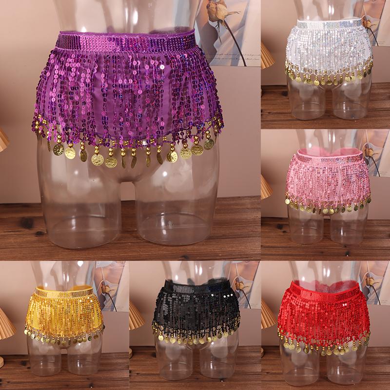 Belly Dance Waist Chain Boho Sequin Tassel Waist Belt Indian Dance Hip Scarf Jazz Dance Show Costumes With Dangling Sequins