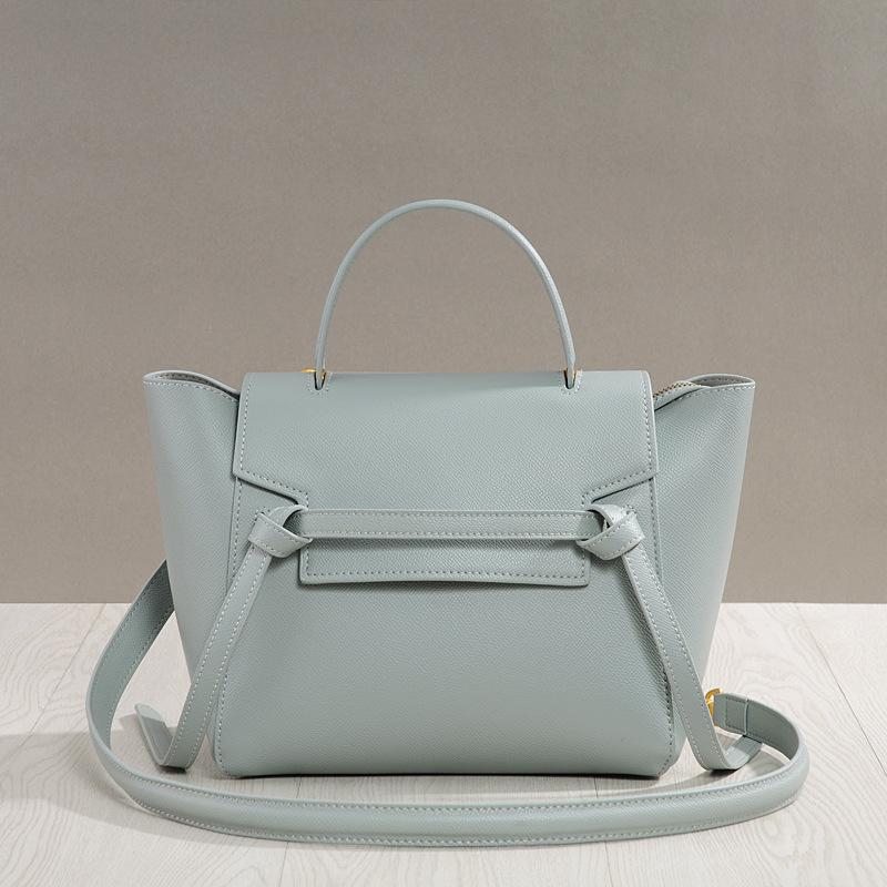 Damen Umhängetasche aus echtem Leder mit großem Fassungsvermögen - Wels-Design, geflügeltes Rindsleder, Smiley-Gesicht-Tasche