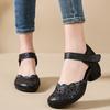 Fashion GKTINOO 2025 New Women Sandals Summer Genuine Leather Hollow Thick Heels Sandals Retro Non-slip Round Toe Casual Soft Sole Shoes
