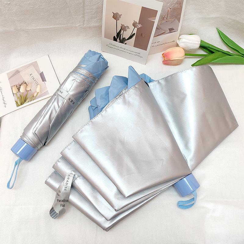 Tianti 336T Silver Coated Three-Fold Sun & Rain Umbrella with UV Protection - Custom Logo Option