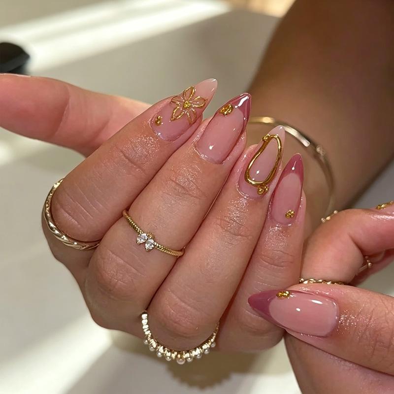 Summer European American 3D Strawberry Cherry Almond Nail Art Gel Tips