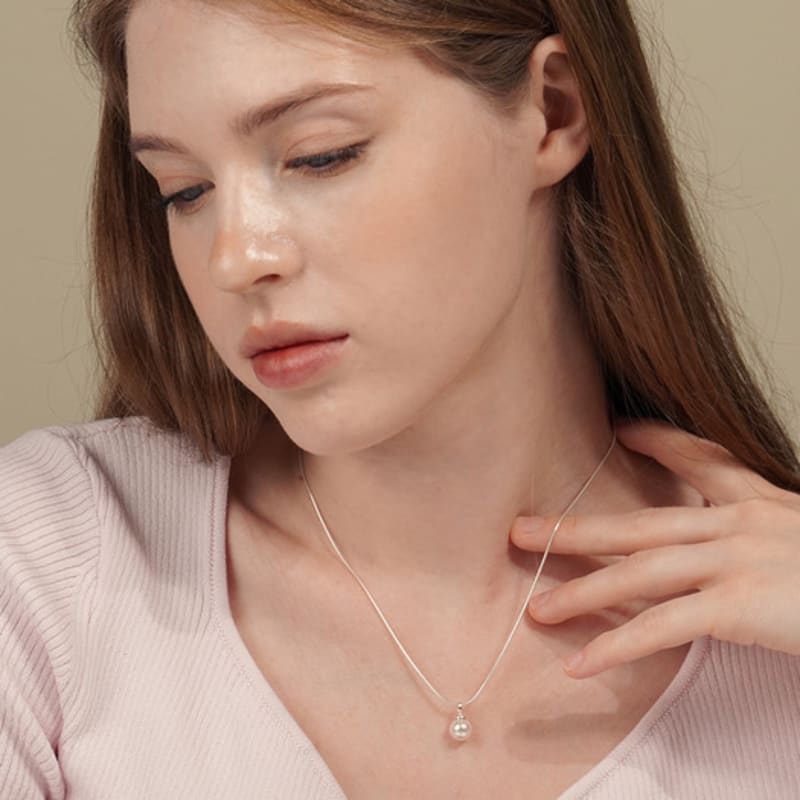 JEWNEL Silver925 Bold Nuclear Pearl Point Chain Necklace (2 Colors)