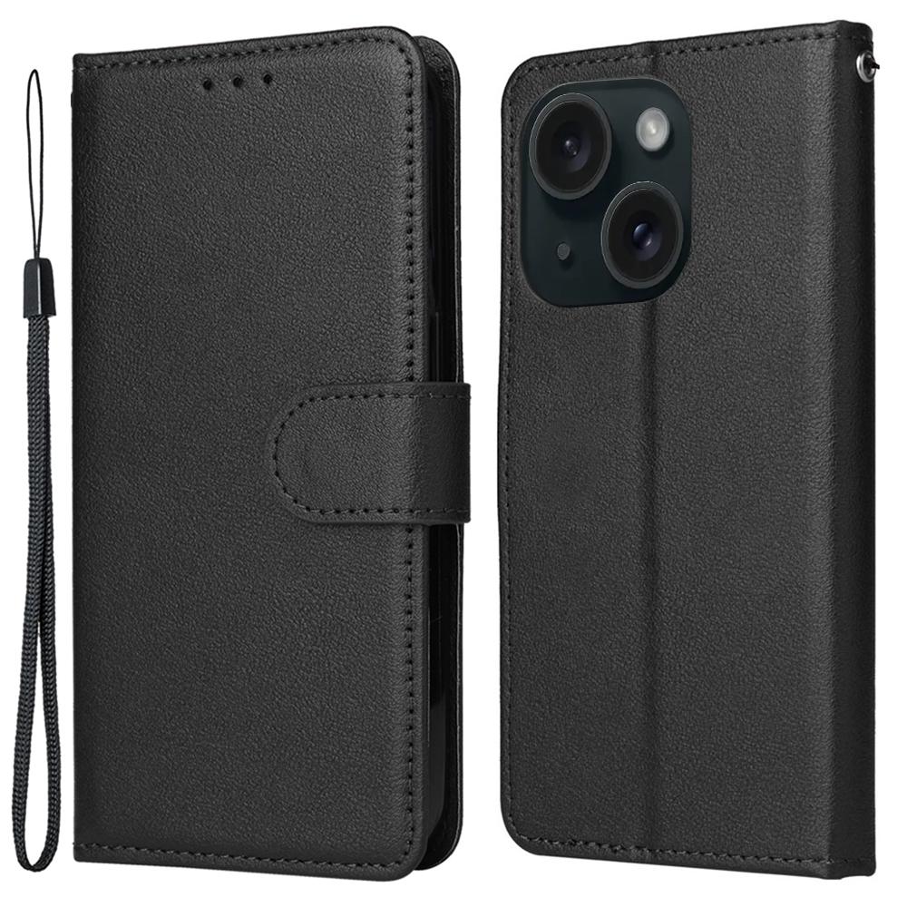 For iPhone 15 Magnetic Closure Flip PU Leather Phone Stand Cover Wallet Cell Phone Case