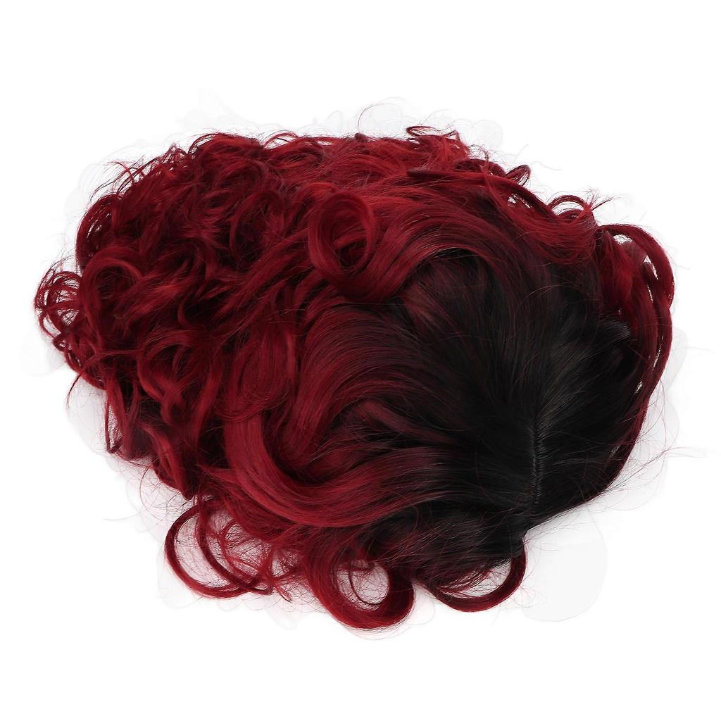 Parrucca Corta Riccia Colore Rosso Vino da Donna Colore Degradé Regolabile Comoda per la Festa
