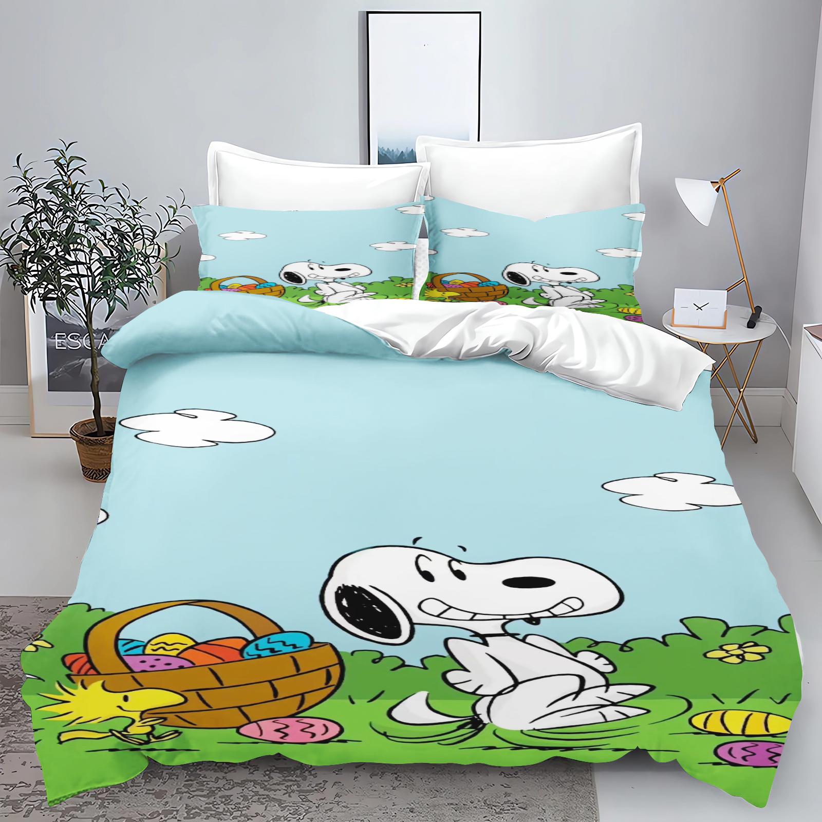 

Cartoon Snoopy Bedding Sets Bed Cover Duvet Comforter Cover Pillow Case 2-3 Pieces Sets Boy Girl Home Bedroom Decoration EU Single 135x200cm