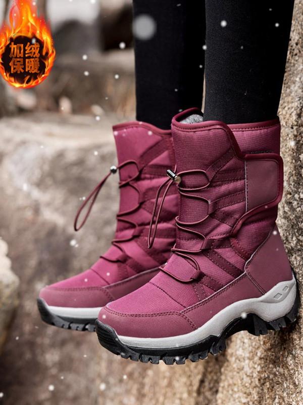 Fleece verdickte Schneestiefel Winter rutschfest wasserdicht mittelhohe Skistiefel Outdoor warm große Baumwollschuhe