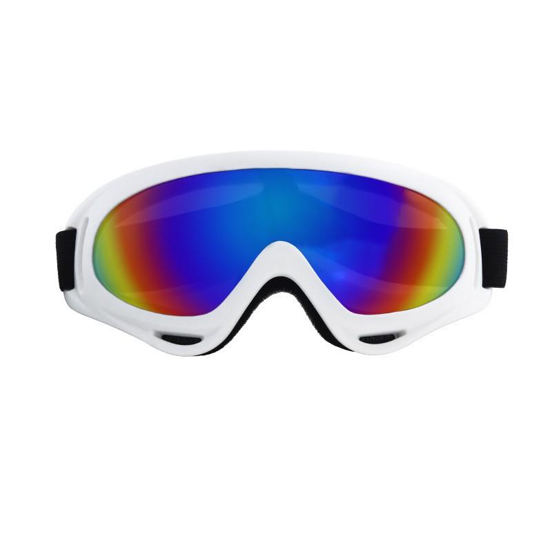 BOLLFO X400 Cycling Protective Goggles Windproof Sport Safety Eyewear Motorbike Skiing Outdoor Adventure White Frame with Colored Lens