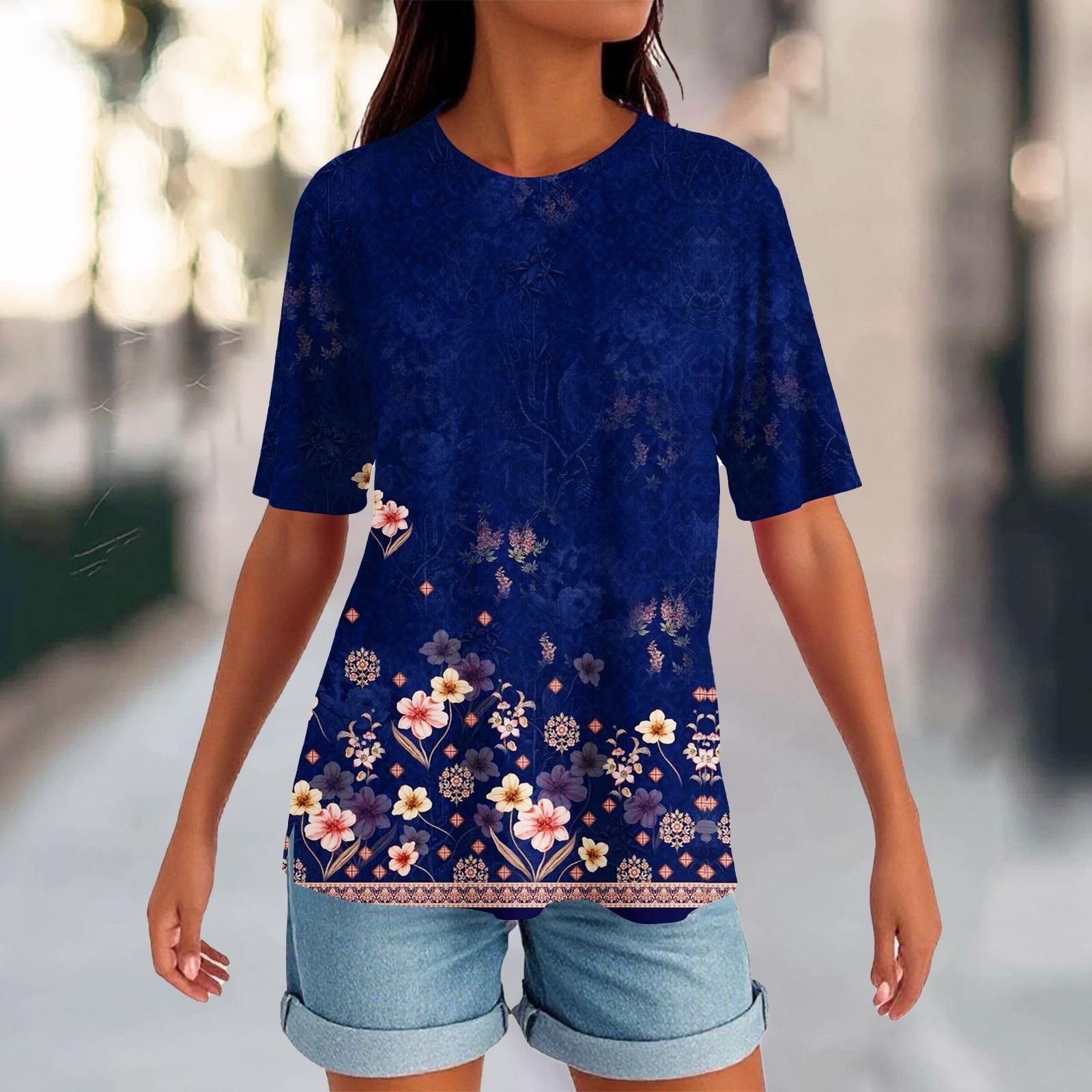 

Женский круглый вырез с разрезом по низу, модный повседневный однотонный топ с короткими рукавами XXL