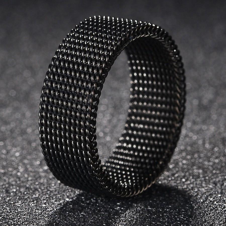 Fede in Tungsteno Nero Anelli Punk Trama d'Acciaio per Uomo Donna Scanalatura Fibra di Carbonio Anello alla Moda
