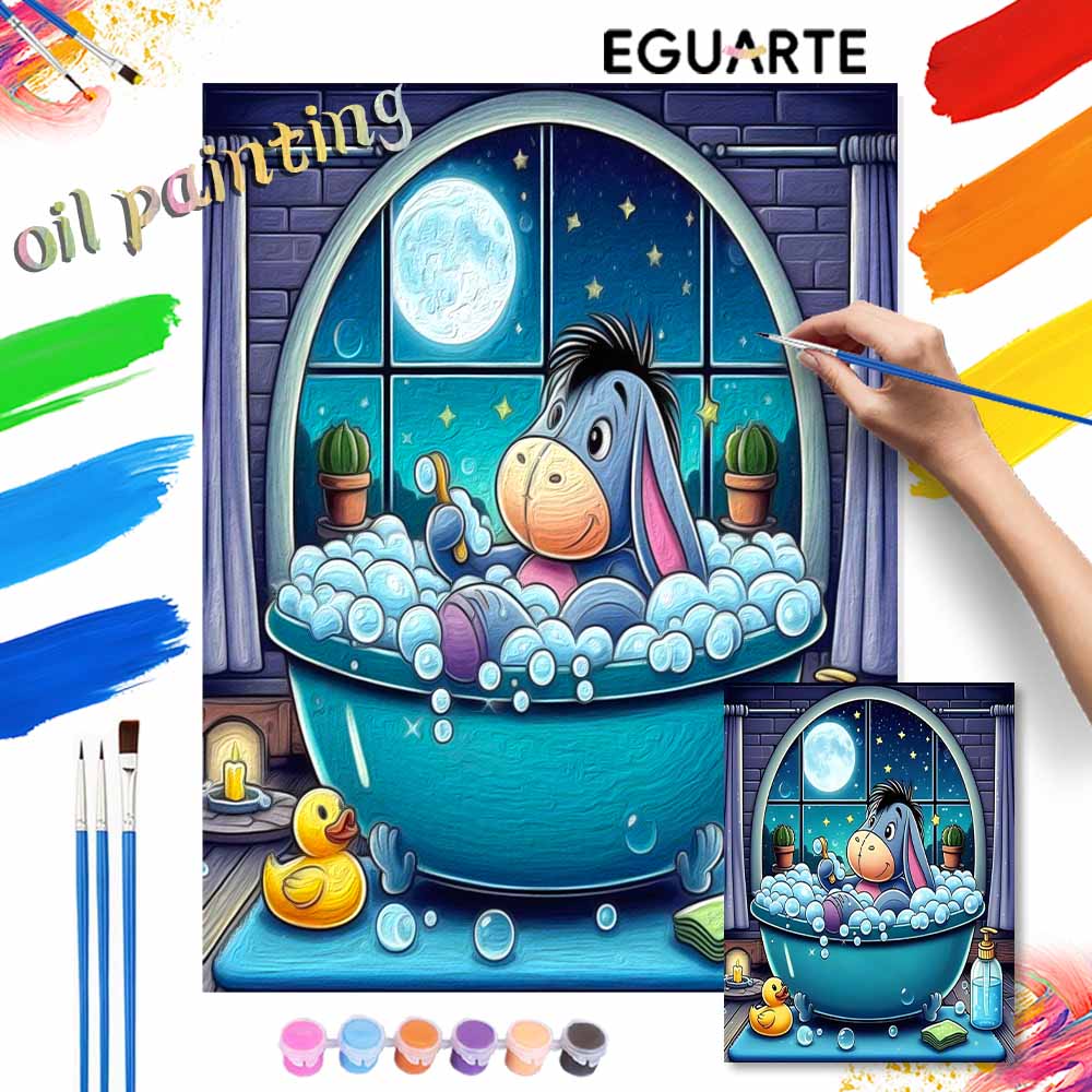 Disney Eeyore Bubble Bath Canvas Painting Kit Home Decor Craft Perfect Gift Idea Creative Fun for Adults and Teens