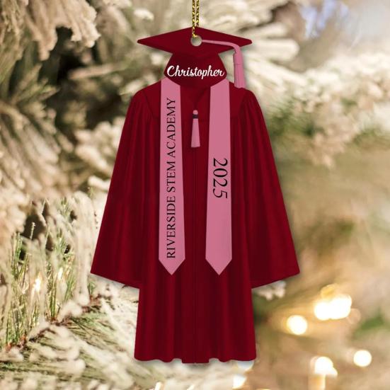 2D Personalized Graduation Ornaments Class of 2025 Graduation Gown Hanging Decoration Custom Name Year Acrylic Keepsake High School College Grad Gift