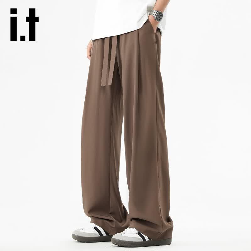 izzueit Men's Ice Silk Straight-Leg Casual Pants