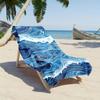 Japanese Style Ocean Wave Beach Towel Flat Print Blue Sea Microfiber Bath Towels for Surfing Travel Pool Party Outdoor