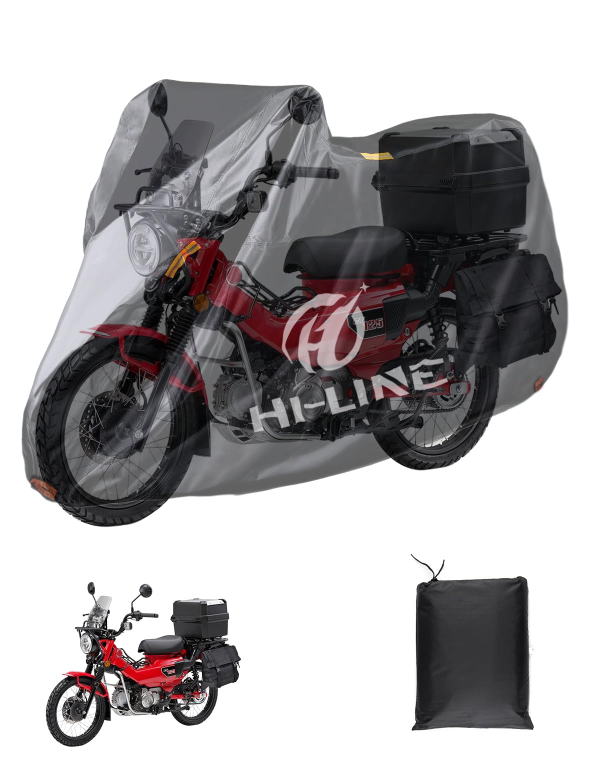 

Motorcycle Thick Compatible with Class 2 and Front and Rear Locking with Center Elastic Reflective Warning and Storage Bag HI-LINE Cover, 420D, чёрный
