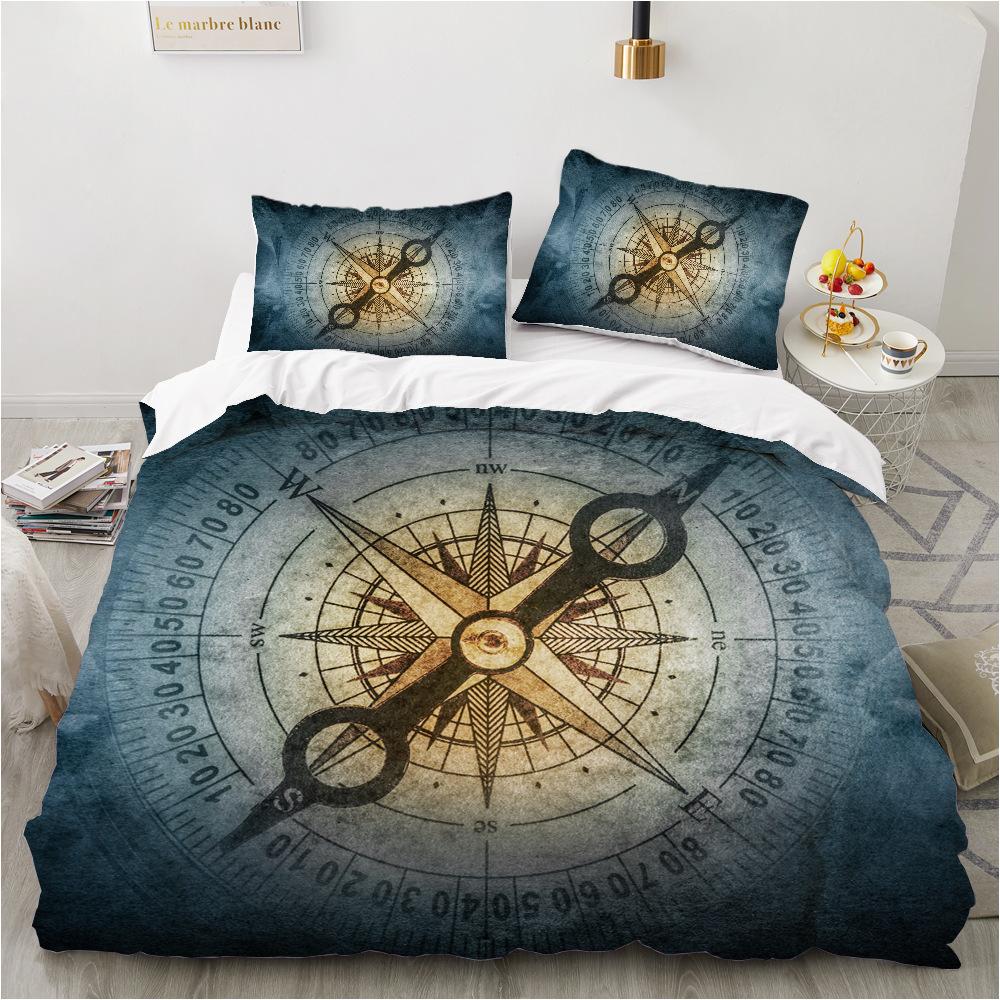 Ensemble de literie 2/3 pièces Impression numérique Housse de couette confortable pour la décoration de la chambre à coucher à la maison, 1 housse de couette et 2 taies d'oreiller avec fermetures éclair AU Single 140x210cm
