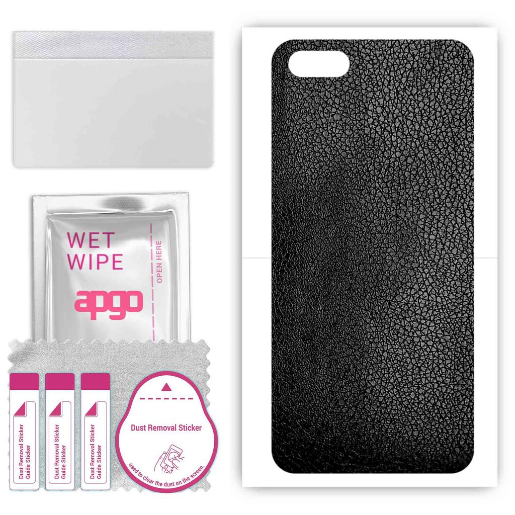 apgo Protective Skin Sticker for the back compatible with Huawei Y5 Prime (2018), Wrap Film, Foil, Vinyl - Pattern Black Leather