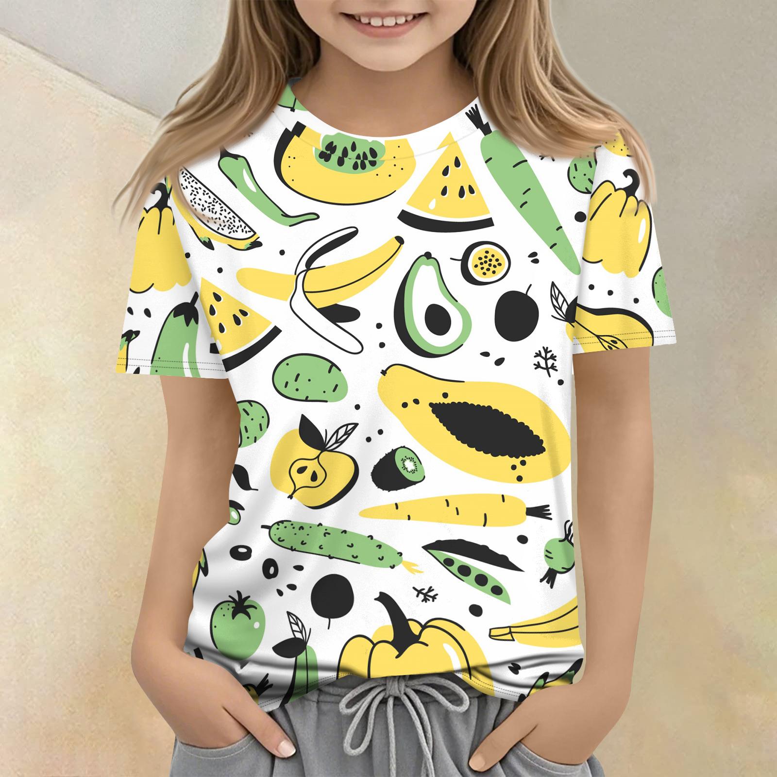 Children s Printed Round Neck Short Sleeved Casual T-shirt 140