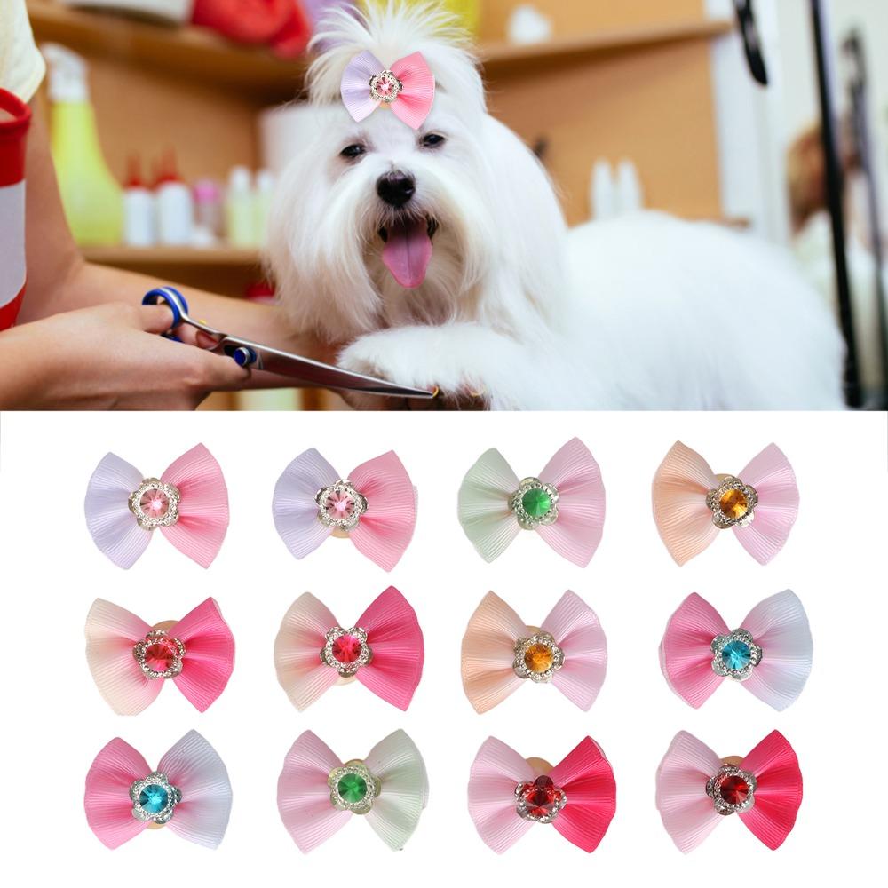 24Pcs Small Size Dog Hair Bows Elastic Rubber Band Dog Bow Hair Ties  Pet Daily Decoration