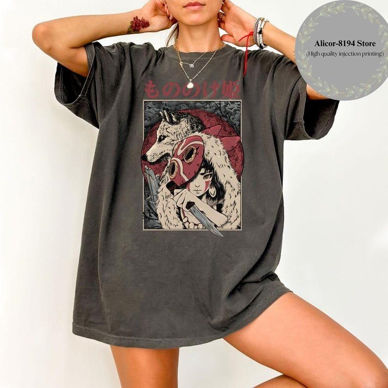 

Mononoke Hime shirt, Princess Mononoke, Cartoon T Shirt, Hayao Miyazaki XL