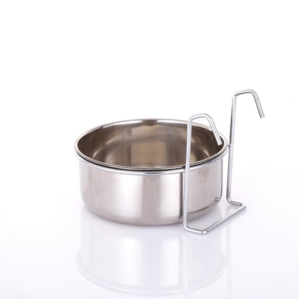 Cat Rabbit Stainless Steel Hang-on Puppy Water Drinker Dog Feeding Bowl Cage Cup Bird Feeder