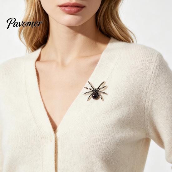 Halloween Costume Accessory Spider Brooch Pin for Women Men, Faux Crystal Gothic Dainty Hat Insect Brooch, Punk Vampire Accessories Cosplay Party