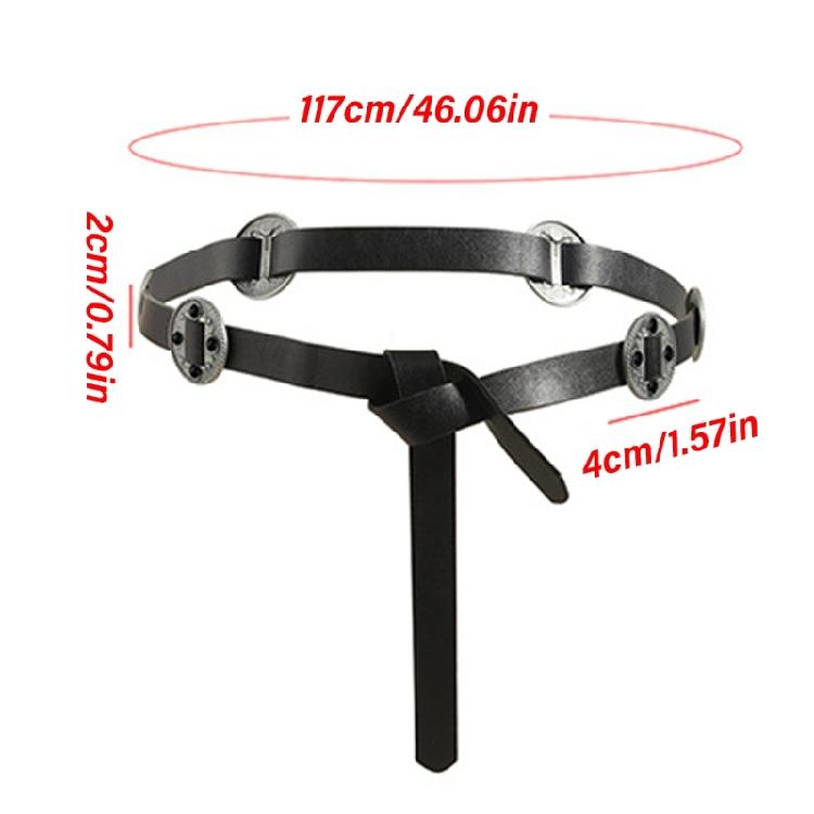 Adjustable Retro Carved Metal Decors Waist Belt Exquisites Handcrafts PU Leather Belt Waistband for Fashion Enthusiasts