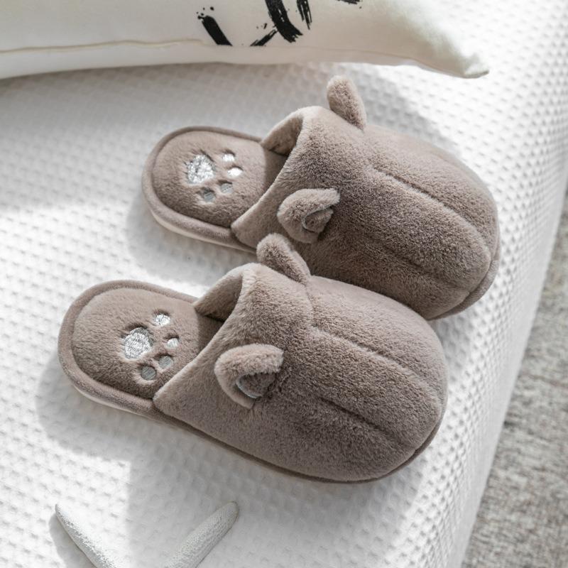 Cotton slippers for women in winter home cute plush home couple indoor warm furry dormitory cotton slippers for men autumn and winter
