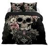 Lucifer Morningstar Set Copripiumino Satanico Set Biancheria da Letto Satanica Dimensioni Matrimoniali Queen Size, Copripiumino Trapuntato Gotico con Teschio