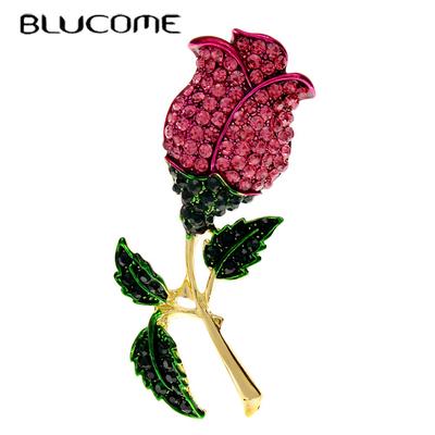 Spille a forma di fiore con strass per donna Spilla scintillante con tulipano rosa Accessori Nuovo 2023