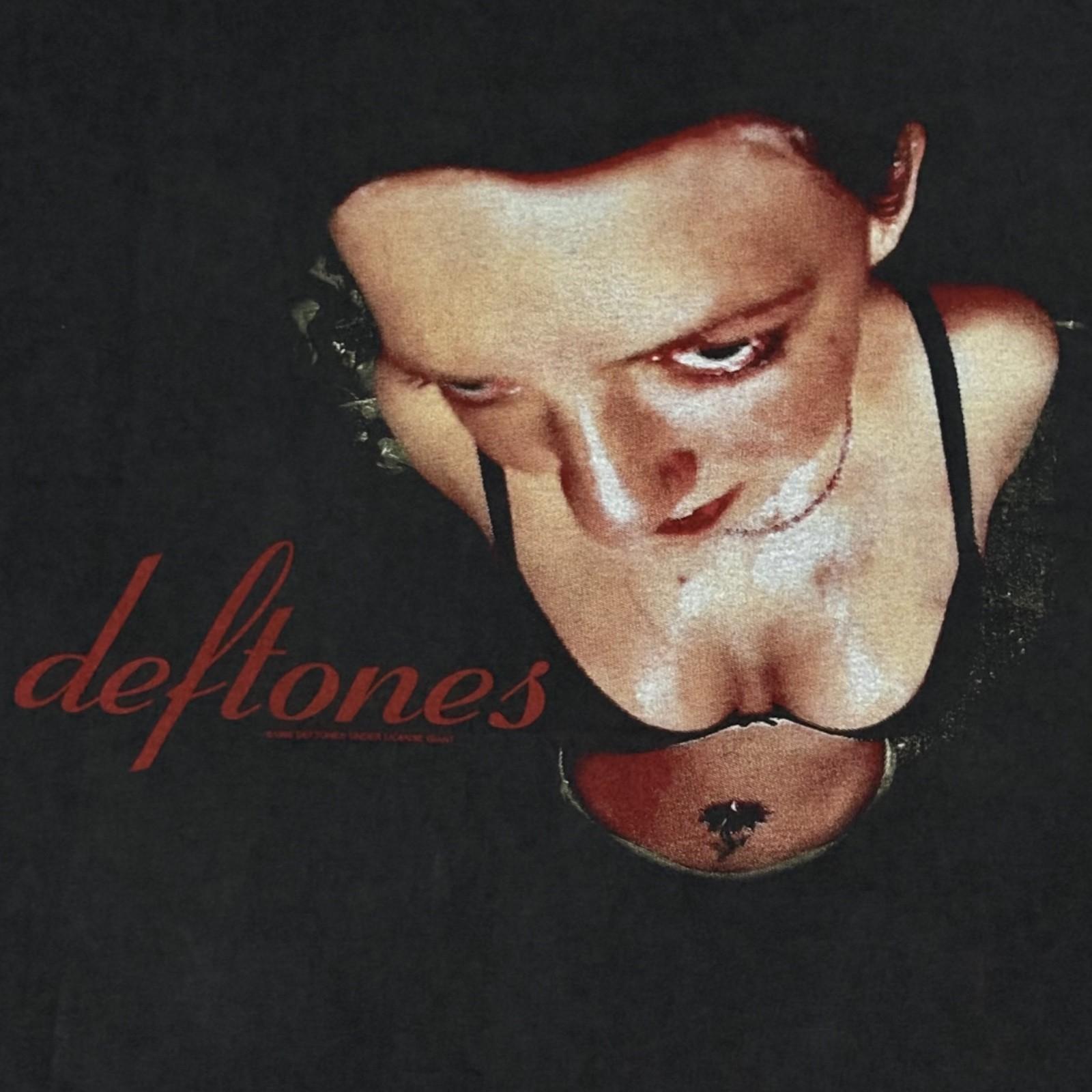 Винтажная футболка DEFTONES Around The Fur 1997 90-х Метал-группа GIANT Размер L ПЕРЕПЕЧАТКА S