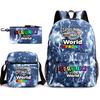 New rhythm box game merchandise primary school bag sprunki cartoon starry sky backpack 3-piece set D