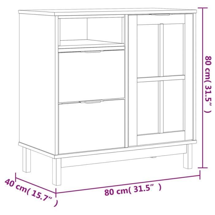 VidaXL Buffet FLAM 80x40x80 cm bois massif de pin 357826