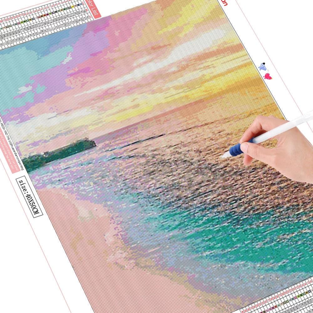 5d Diamond Painting Landscape Sunset Diamond Embroidery Seaside Pictures Of Rhinestones Mosaic Cross Stitch Decortion