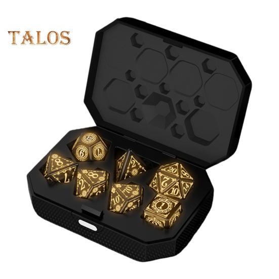 

7 шт./компл. светодиодные светящиеся игральные кости Type-C перезаряжаемые светящиеся многосторонние игральные кости теплого свечения D4 D6 D8 D10 D12 D20 электрические игральные кости для взрослых семейная вечеринка доска чёрный