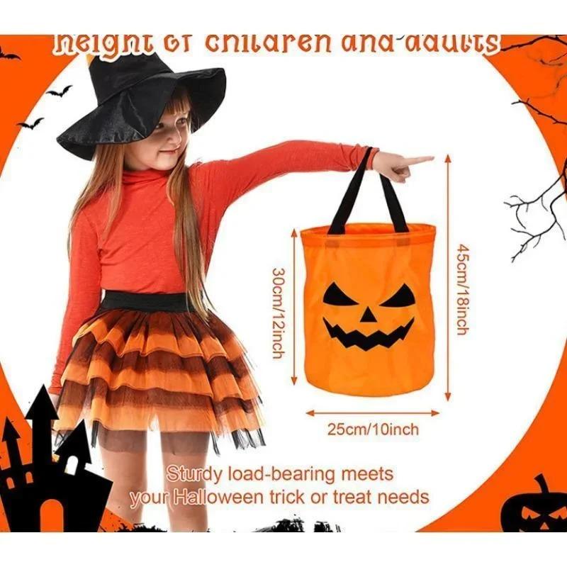 LED Light Halloween Trick or Treat kyblík Dýňové cukroví sáčky Skládací halloweenský koš na večírek díkůvzdání Dárkový koš