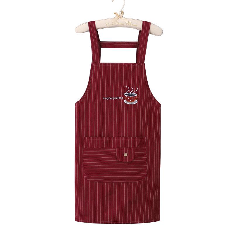 Moderní bavlněná kuchařská zástěra bez rukávů s výšivkou - Odolná proti oleji a skvrnám, Ochrana s dlouhým rukávem pro domácí použití