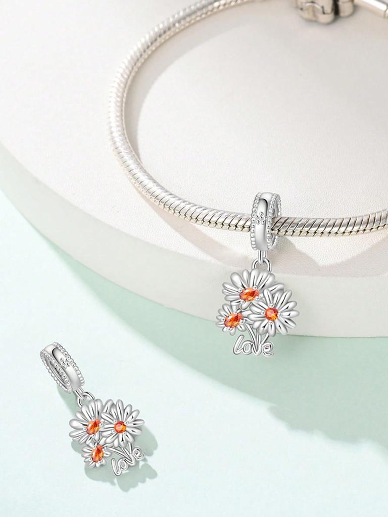 Charms Plata Daisy Cactus Flower Beads Charm Copper Plated Fit Charms Copperoriginal Bracelet For Jewelry Making Diy Charm