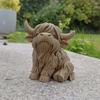 Highland Cow Home Bonsai Decor Mini Cow Figurine with Cowboy Hat 3D Printed Realistic Texture Halloween Ornament