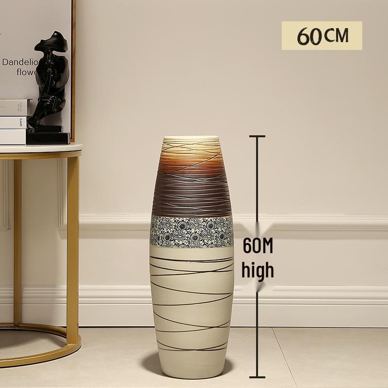 Large European-Style Porcelain Floor Vase for Dried Flowers - Artistic Living Room Ceramic Decoration