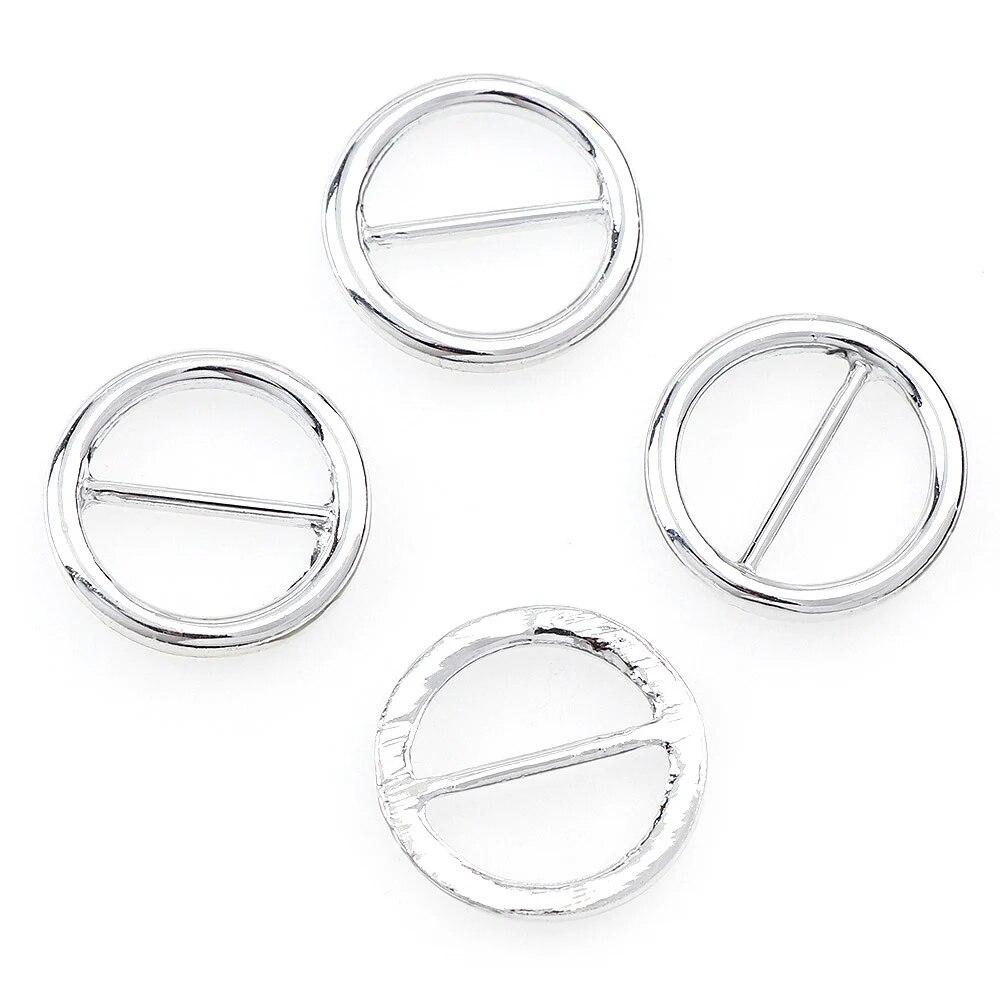 10pcs Buckle Heart Square Oval Round Ribbon Slider Ribbon Buckles for DIY Craft Silver 5 Shape