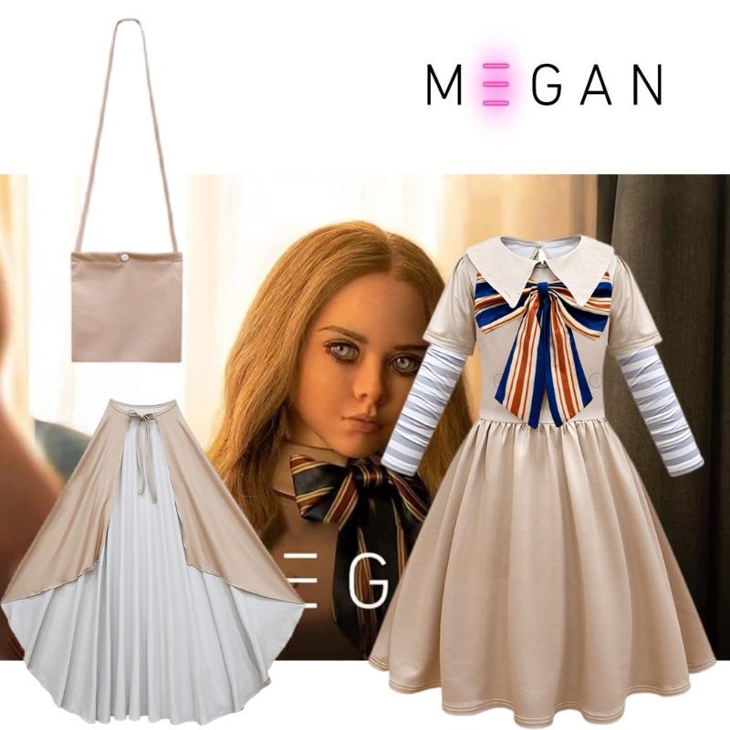 Dress Cosplay M3gan Set Girlsladylik Outfit Party Costume Bag Cloak Daily Fans