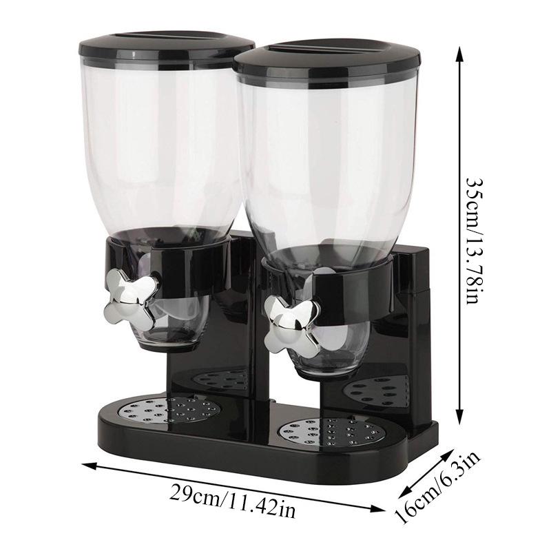 Dual Large Capacity Cereal Dispenser - Breakfast Cereal, Oatmeal, Snack, Rice, and Grain - Uncharged Cereal Machine