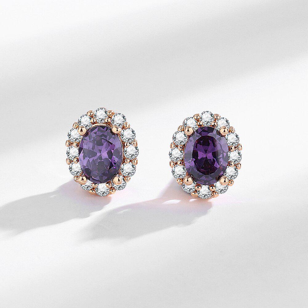 Super Flash Trend Purple Zircon Jewelry Set: Bracelet, Earrings, Necklace, Ring - Luxurious Light Style
