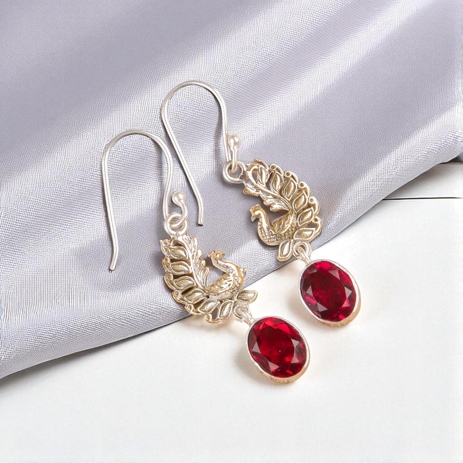 

Pink Rubellite Gemstone 925 Sterling Silver Jewelry Handmade Dangle Earrings1.8 EE-88-12