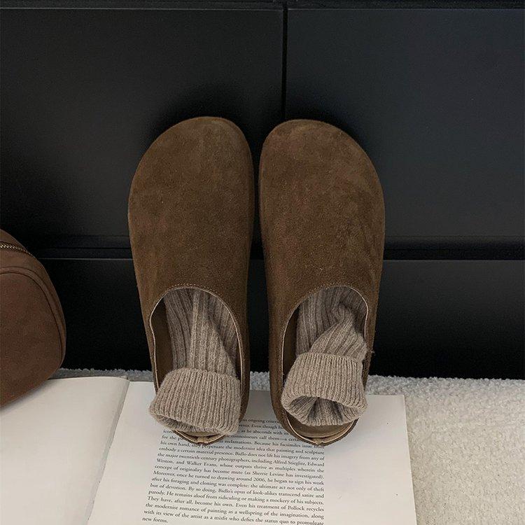 2024 Autumn New Soft Bottom Casual Versatile with Skirt semi-French Retro Bag Head Slippers Women